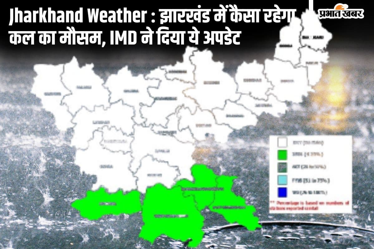 Kal Ka Mausam: सिमडेगा में हुई 42.8 मिलीमीटर वर्षा, झारखंड में कैसा रहेगा कल का मौसम