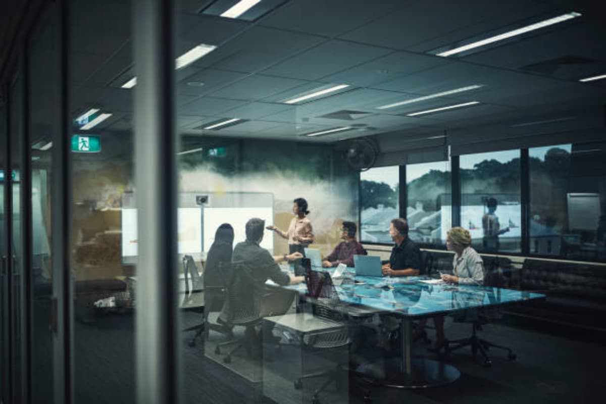 people attending office meeting people attending office meeting