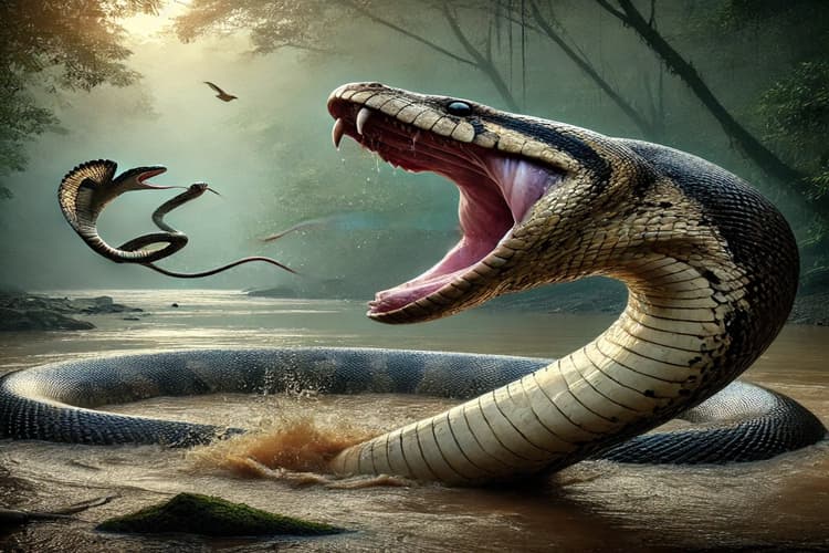 मौत को मात, एनाकोंडा के मुंह से जिंदा बाहर आया सांप, देखें वीडियो