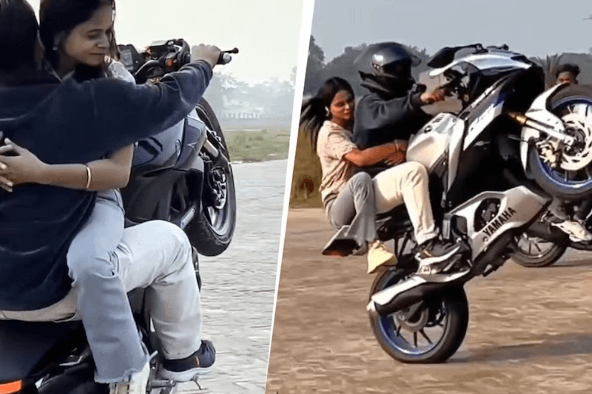 Video: पेट्रोल की टंकी पर युवती को बैठाकर गजब की स्टंटबाजी, पताही हवाई अड्डे पर जहाज की जगह उड़ रहे बाइक!