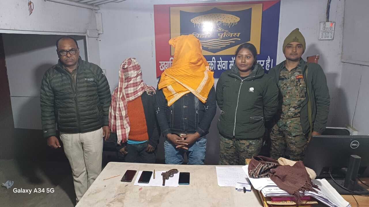 देसी पिस्तौल व जिंदा कारतूस के साथ दो बदमाश गिरफ्तार