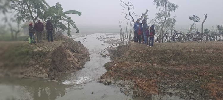 इटहरी नहर टूटने से सैकड़ों एकड़ गेहूं व मक्के की फसल बर्बाद