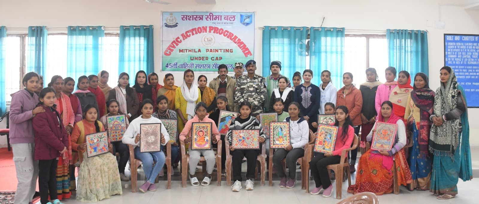 एसएसबी 45वीं बटालियन की शानदार पहल, महिला व युवती को बनाया जा रहा है मिथिला पेंटिंग में हुनरमंद