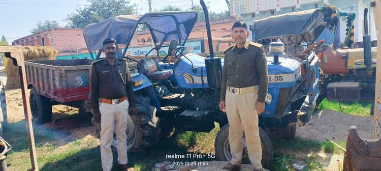 बालू लदे तीन ट्रैक्टर जब्त, चालक सहित धंधेबाज फरार
