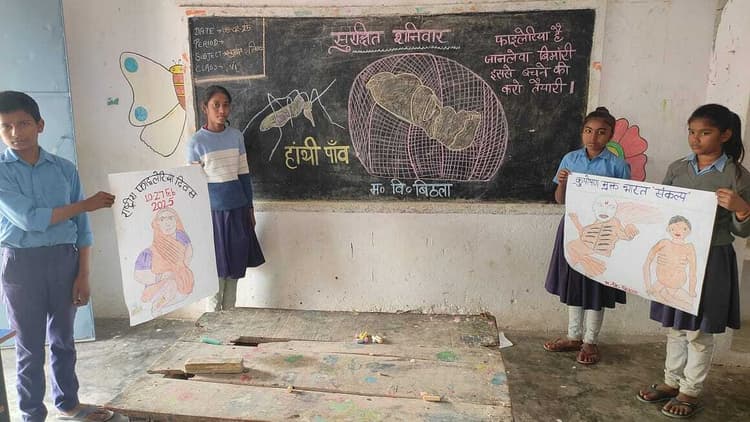 कुपोषण के खतरे से बचाव को लेकर बच्चों ने किया चित्रांकन