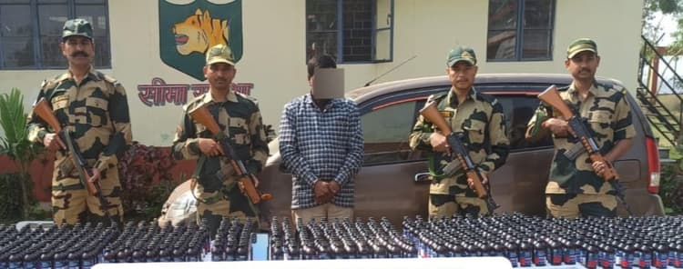 भारत-बांग्लादेश सीमा के निकट प्रतिबंधित नशीली कफ सिरप की 800 बोतलें की बरामद, एक गिरफ्तार