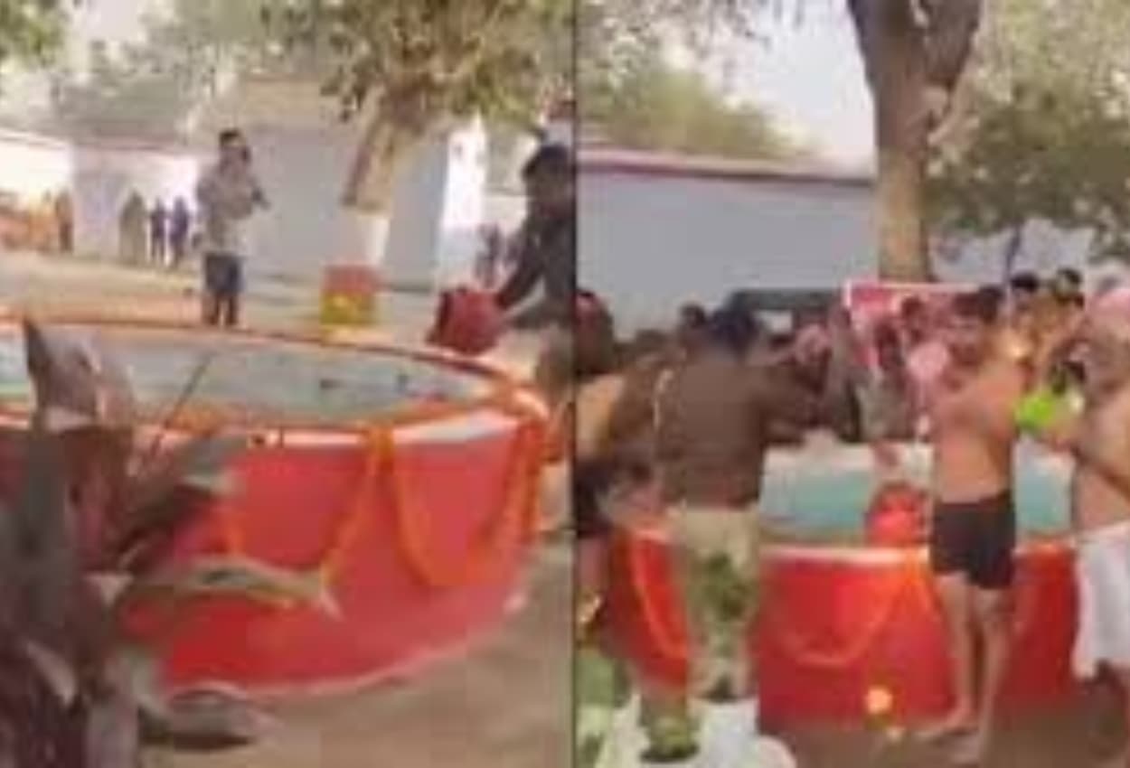 यूपी में कैदियों को कराया गया संगम स्नान, देखें वीडियो