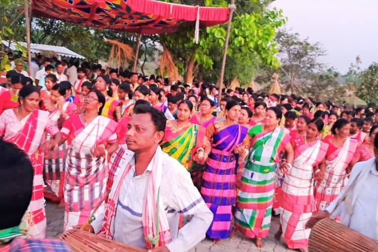 हलुदबनी में हर्षोल्लास से मना आनंद और उल्लास का प्रतीक बाहा पर्व