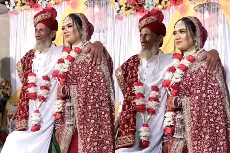 दादा की उम्र का दूल्हा और बेटी की उम्र की दुल्हन, क्या दबाव में कराई गई शादी? देखें वीडियो