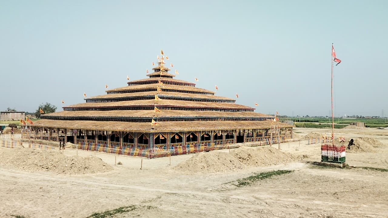 कोपरिया में आयोजित होने वाले महायज्ञ को लेकर मंडप तैयार
