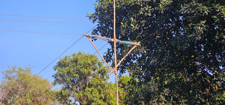 बांस के सहारे टिका है 11 हजार वोल्ट की तार