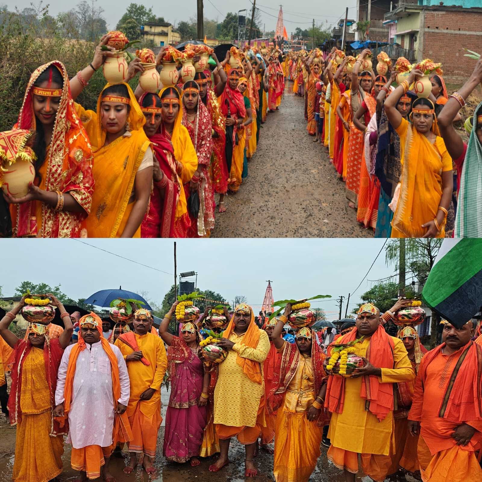 पुणाय टांड़ में कलश यात्रा के साथ रूद्र महायज्ञ शुरू