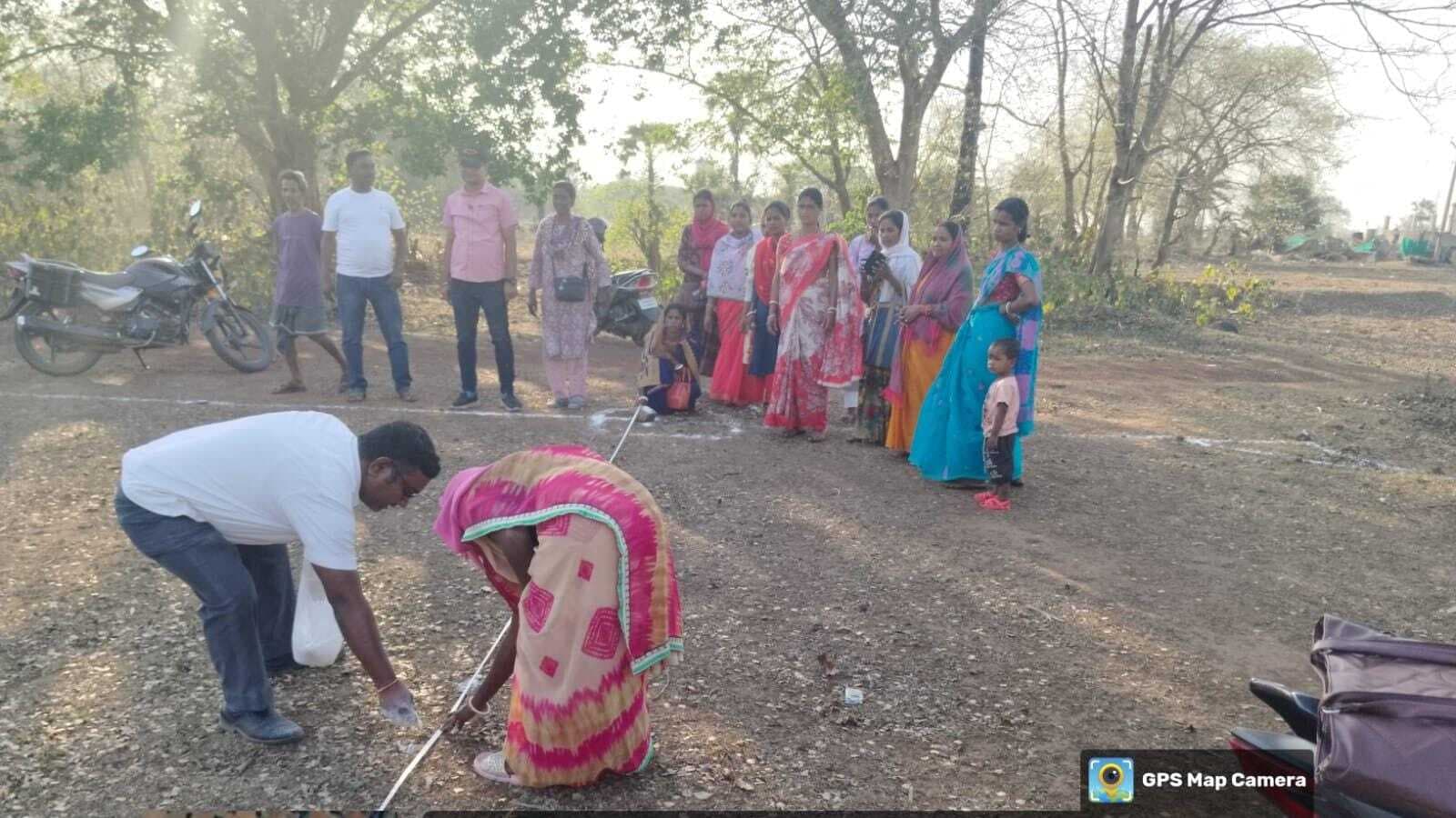 पौधरोपण को लेकर स्थल पर लेआउट तैयार