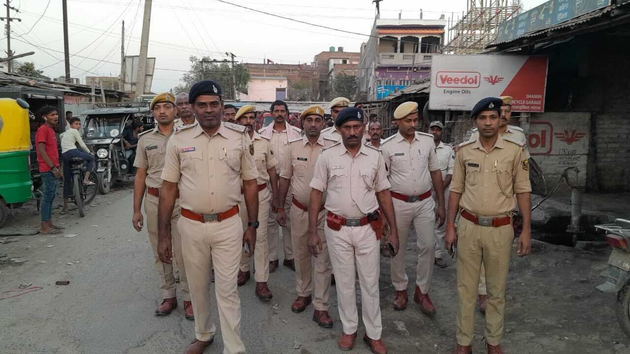 ईद व चैती नवरात्र को लेपुलिस ने किया फ्लैग मार्च