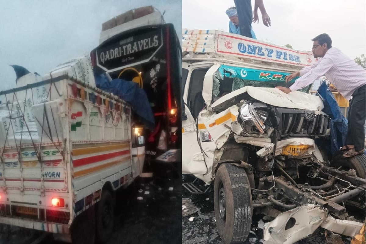 यात्री बस और पिकअप वैन की टक्कर