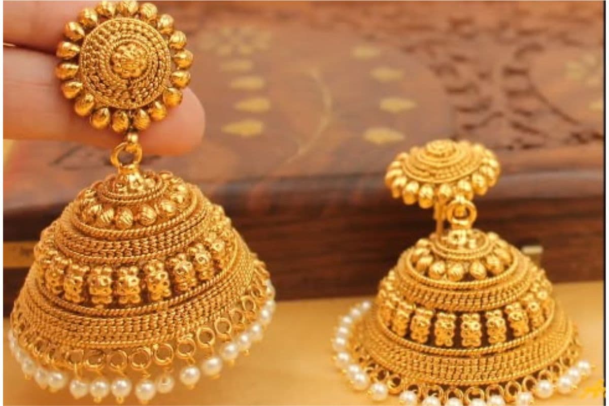 Floral Gold Jhumka Design Floral Gold Jhumka Design