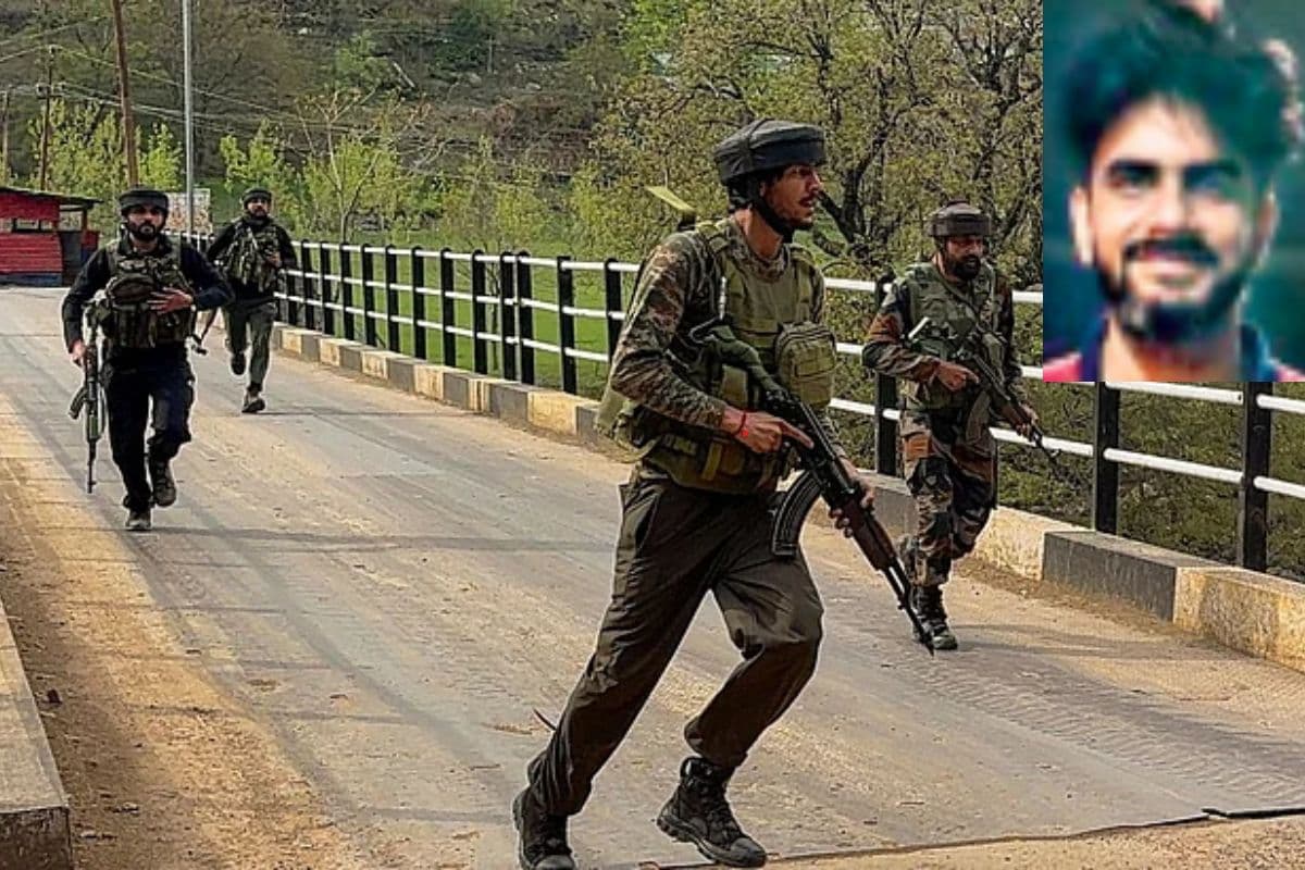 पहलगाम आतंकी हमले के बाद मोर्चा संभाले जवान और तस्वीर के अंदर दायीं तरफ मयंक कुमार