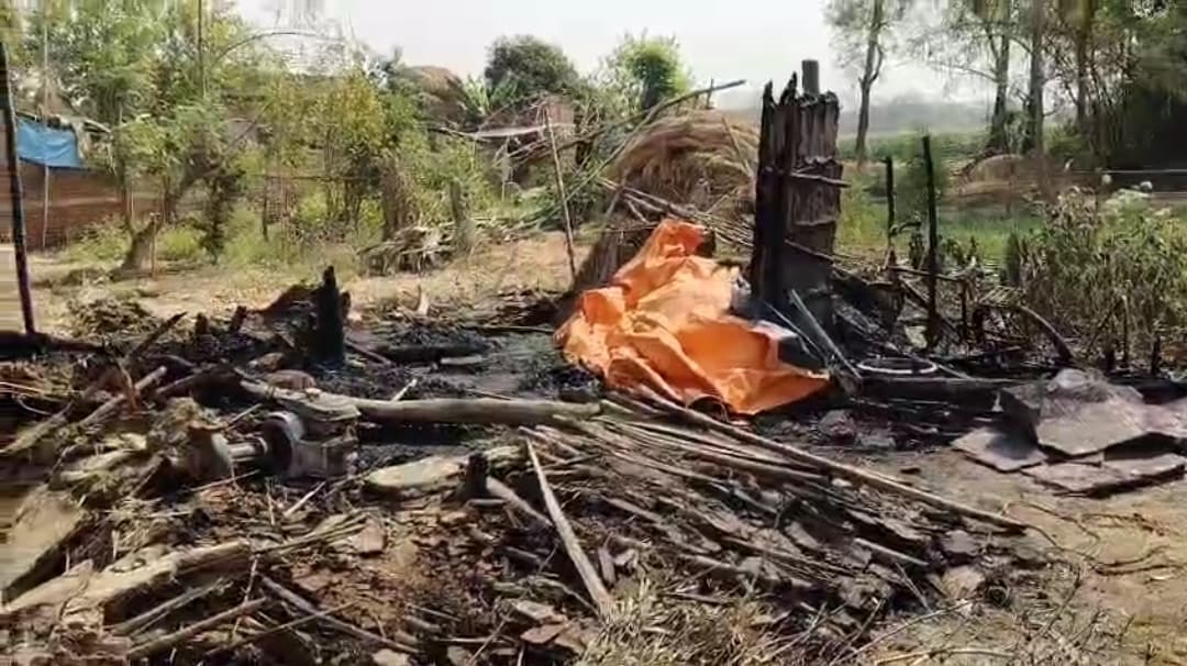 पशु शेड में आग लगने से दुधारू गाय सहित छह मवेशी की झुलसकर हुई मौत