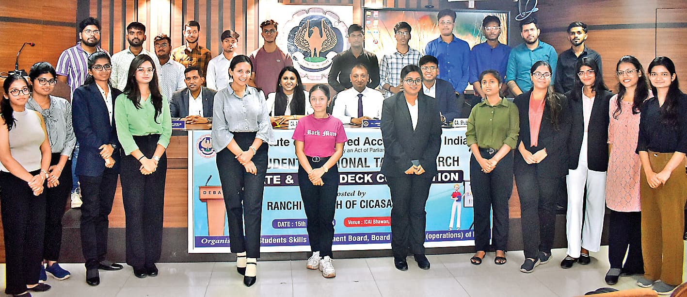 ranchi news : चार्टर्ड एकाउंटेंसी विद्यार्थियों की वाद-विवाद प्रतियोगिता में खुशी शर्मा और अंजलि गुप्ता बनीं विजेता