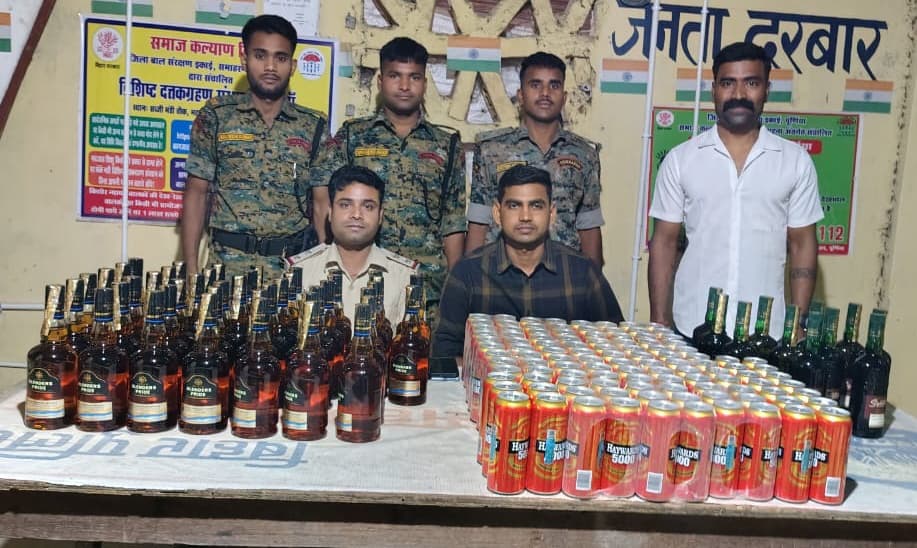 वीरपुर लोखड़ा मुसहरी टोला से 96 लीटर विदेशी शराब जब्त