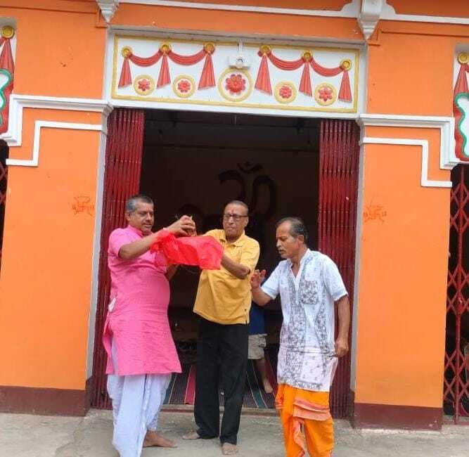 मंदिर मंडप जीर्णोद्धार के लिए विधि-विधान से हुई पूजा