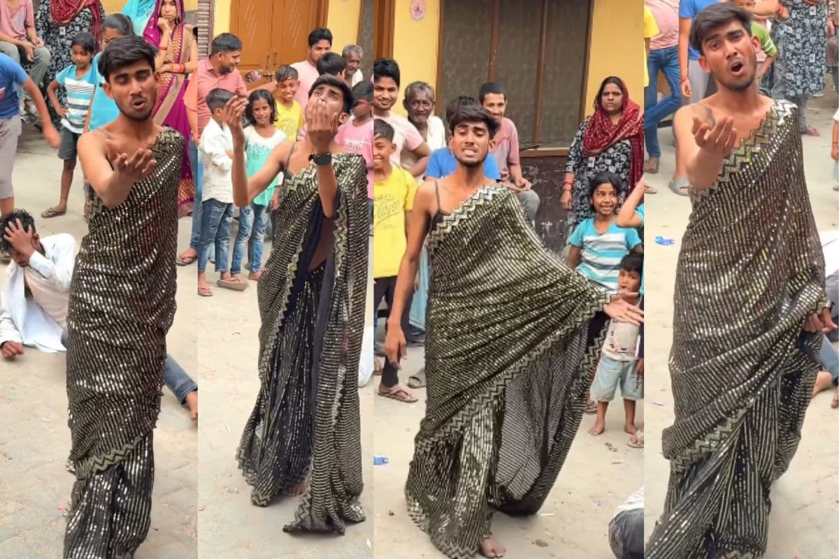 Boy Dancing Wearing Saree Boy Dancing Wearing Saree