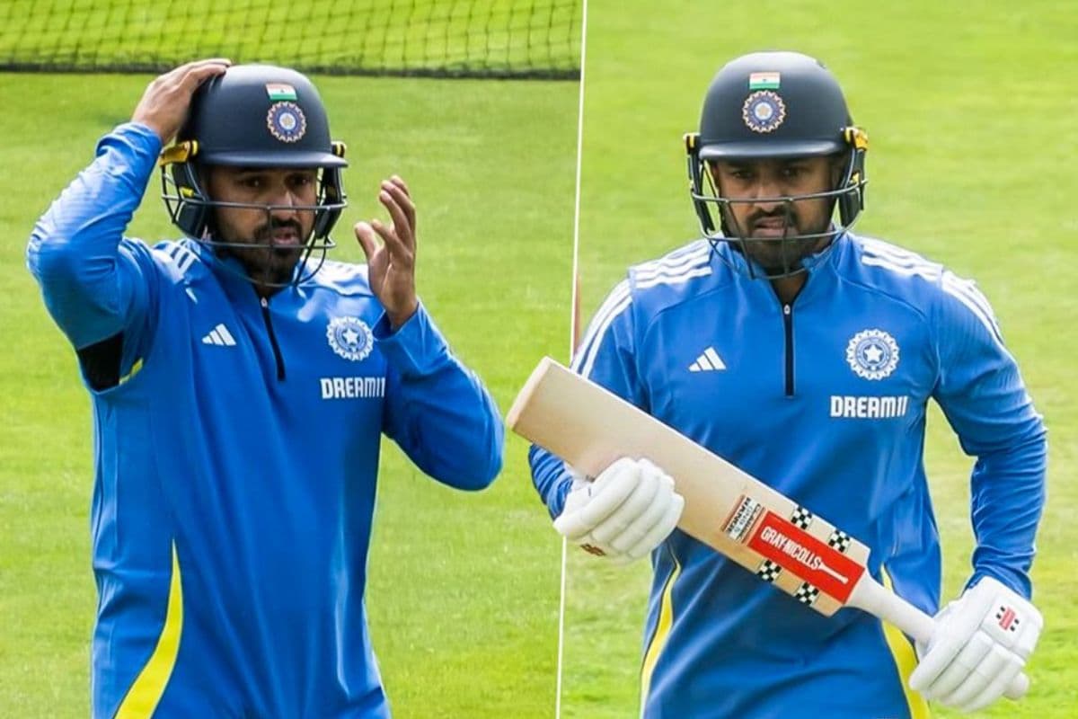 Karun Nair during Practice Session in England. Image: Mufaddal Vohra/X