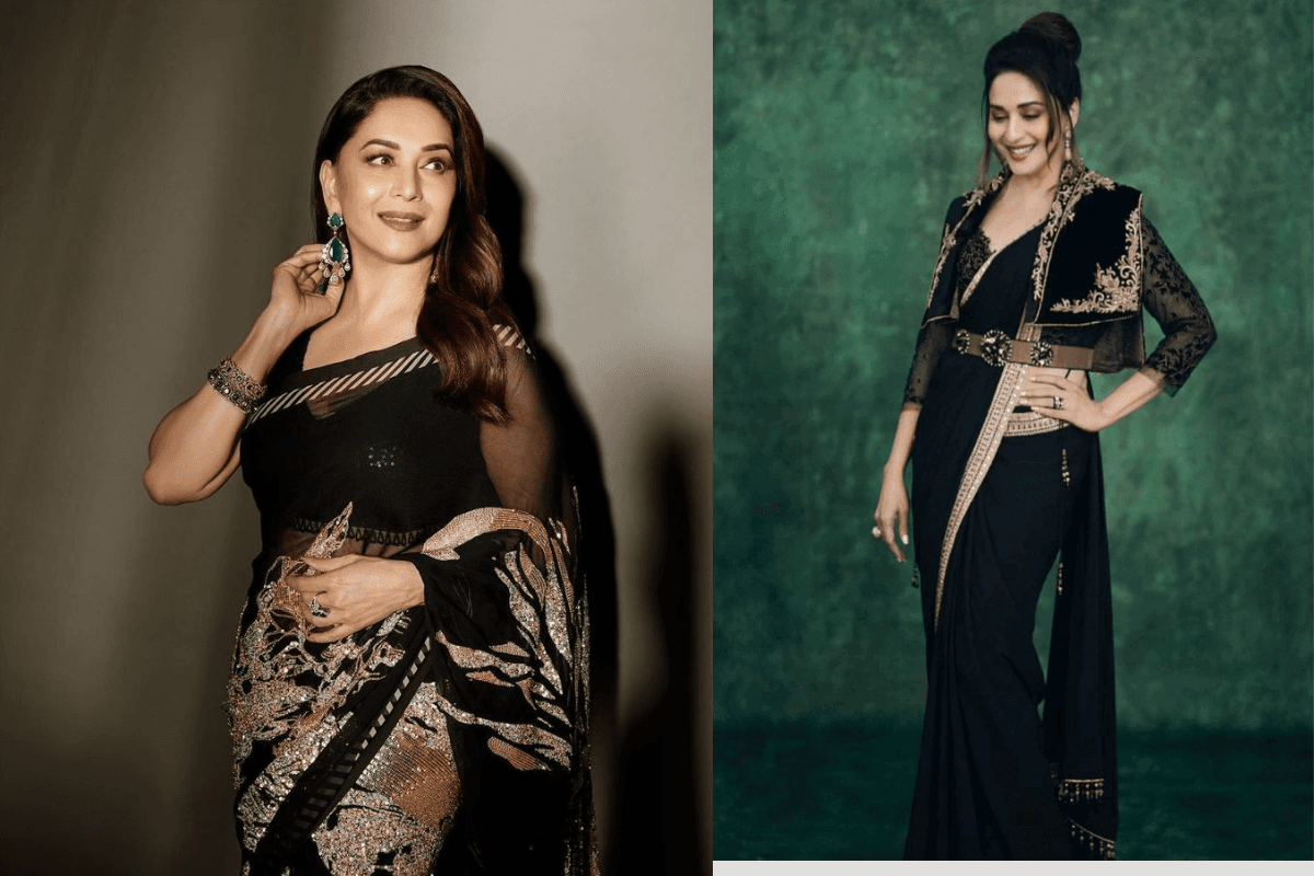 Madhuri Dixit Designer Black Saree Look