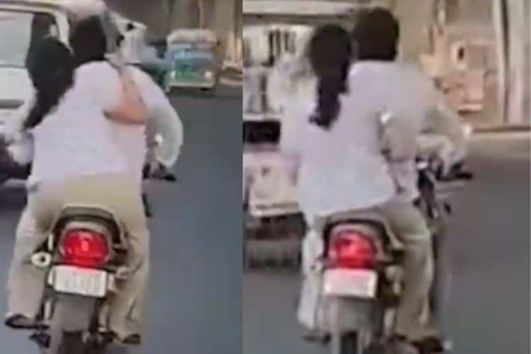 Viral Video: हे भगवान मार डाला!चलती बाइक पर पत्नी ने पति को चप्पल से कूटा, देखें वीडियो