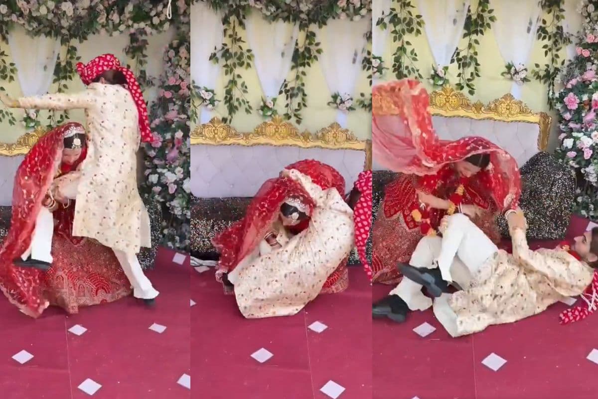 Viral Video: दुल्हन से मजाक पड़ गया भारी, गुस्से में लड़की ने स्टेज पर ही उठा-उठाकर पटका, देखें वीडियो