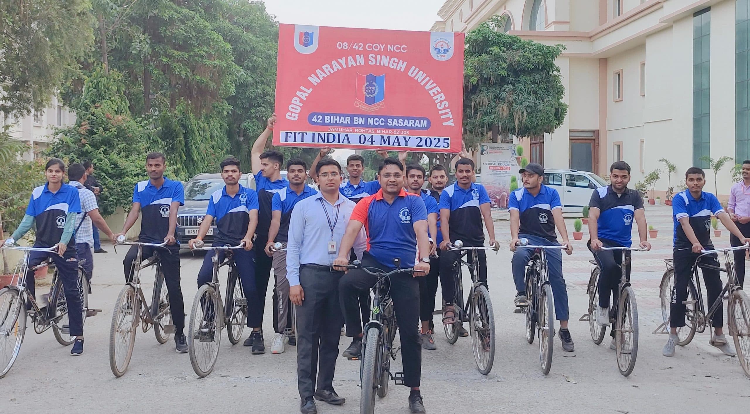 फिट इंडिया अभियान के तहत जीएनएसयू में आयोजित हुई साइकिल रैली