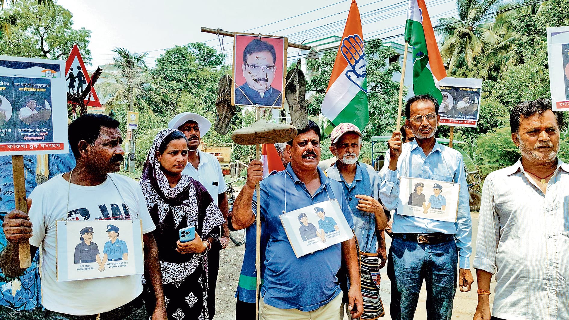 लेडी कर्नल पर भाजपा विधायक के ‘बिगड़े बोल’, सड़क पर कांग्रेस