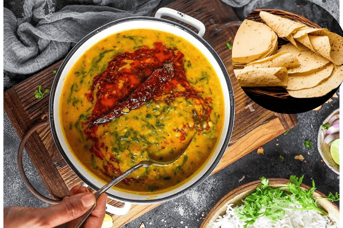 Papad Palak Dal Recipe