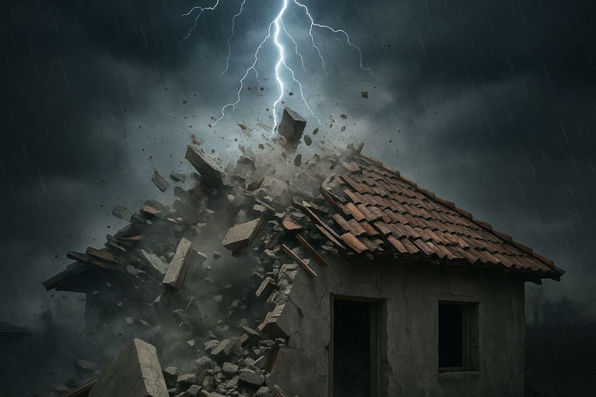 Rohtas: बिजली की तेज आवाज से गिरा मकान का छज्जा, वृद्ध की मौके पर मौत, दो घायल