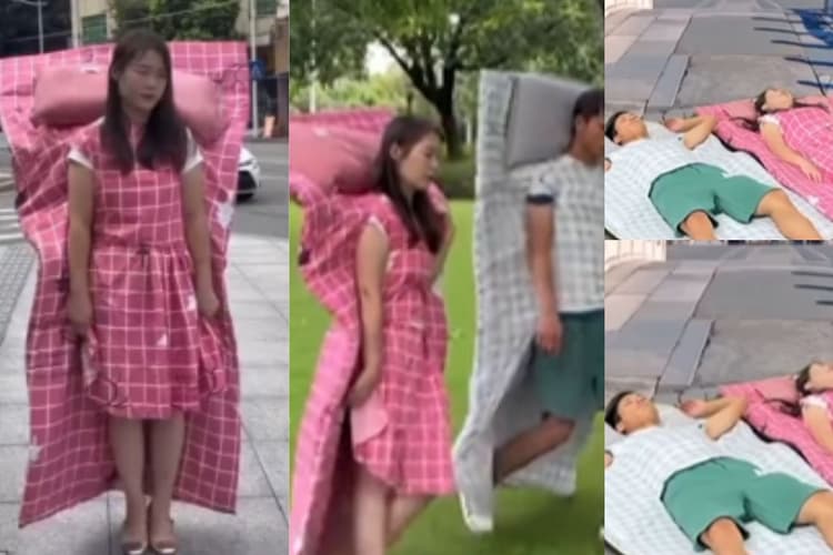 जहां मन करे वहीं सो जाओ! कपल ने कपड़ों में जोड़ा तकिया और बिस्तर, वीडियो देखकर घूम जाएगा सिर