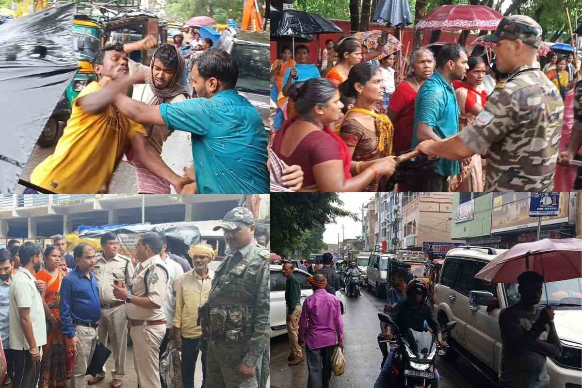 गुमला में अतिक्रमण के खिलाफ गरजा बुलडोजर, रणक्षेत्र बना सब्जी मार्केट, दुकानदारों का छलका दर्द