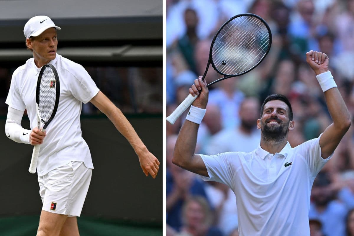 Wimbledon Semifinal: Jannik Sinner vs Novak Djokovic. Wimbledon Semifinal: Jannik Sinner vs Novak Djokovic.