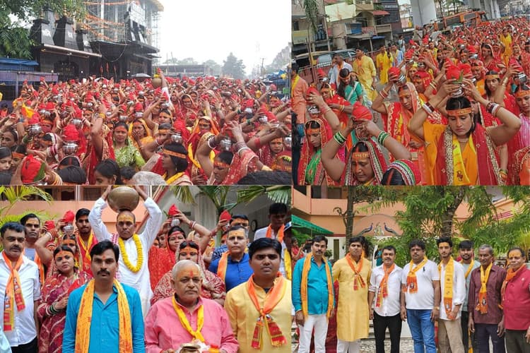 श्री शिव शक्ति मंदिर के नौवें वार्षिकोत्सव पर 400 महिलाओं ने उठाया कलश, भगवान शिव के जयघोष से गूंजी रांची