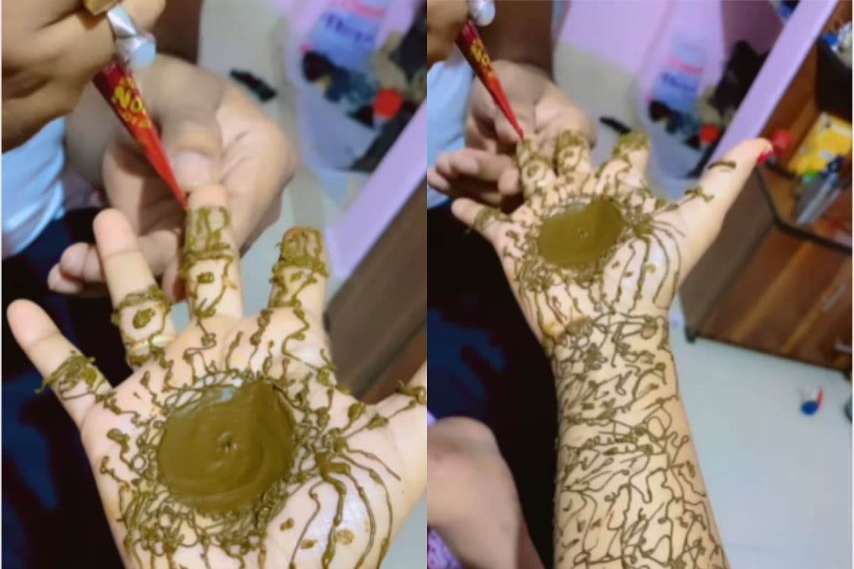 Viral Video Husband Make Mehndi on Wife Hand Viral Video Husband Make Mehndi on Wife Hand