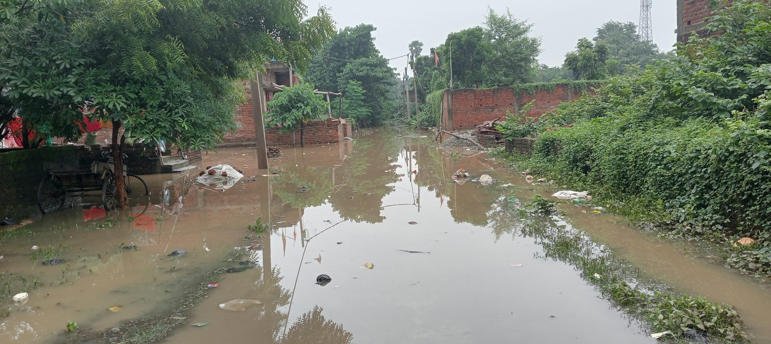 तिलौथू के दर्जनों घरों में घुसा बाढ़ का पानी