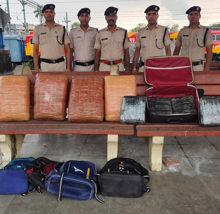 राजधानी एक्सप्रेस से 51 किलो गांजा आरपीएफ ने किया बरामद