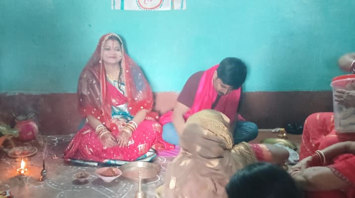 सारवां : टेमा की रस्म अदायगी के साथ मधुश्रावणी व्रत संपन्न