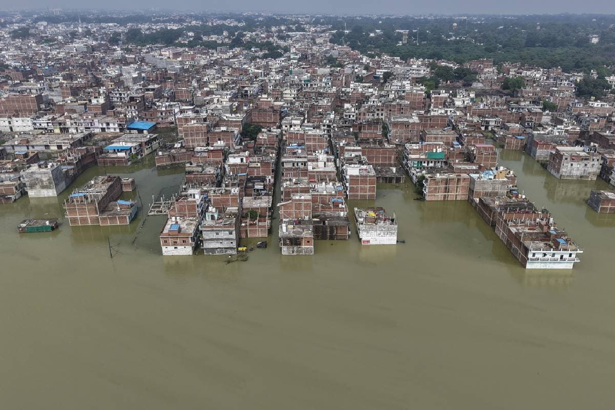 An aerial view of Chota Baghada area amid floods in Prayagraj UP An aerial view of Chota Baghada area amid floods in Prayagraj UP