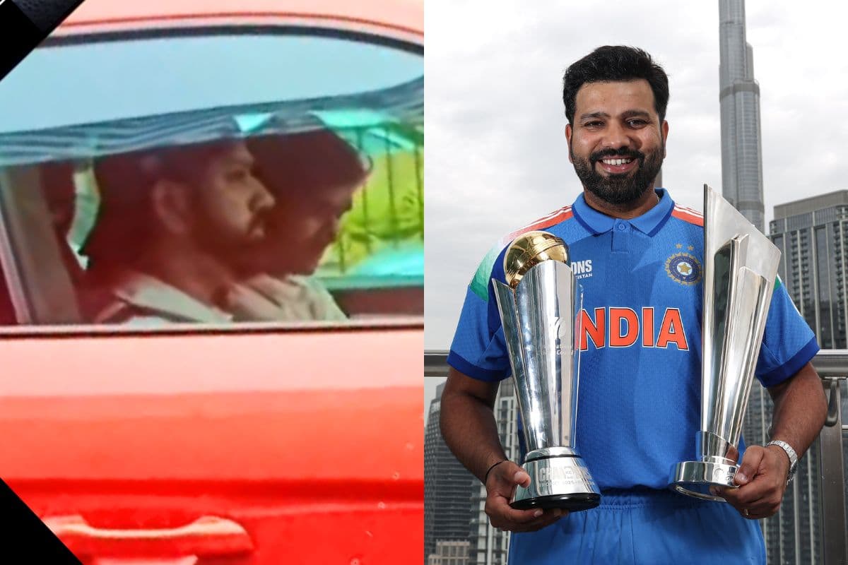 Rohit Sharma stuck in traffic in his lamborghini.