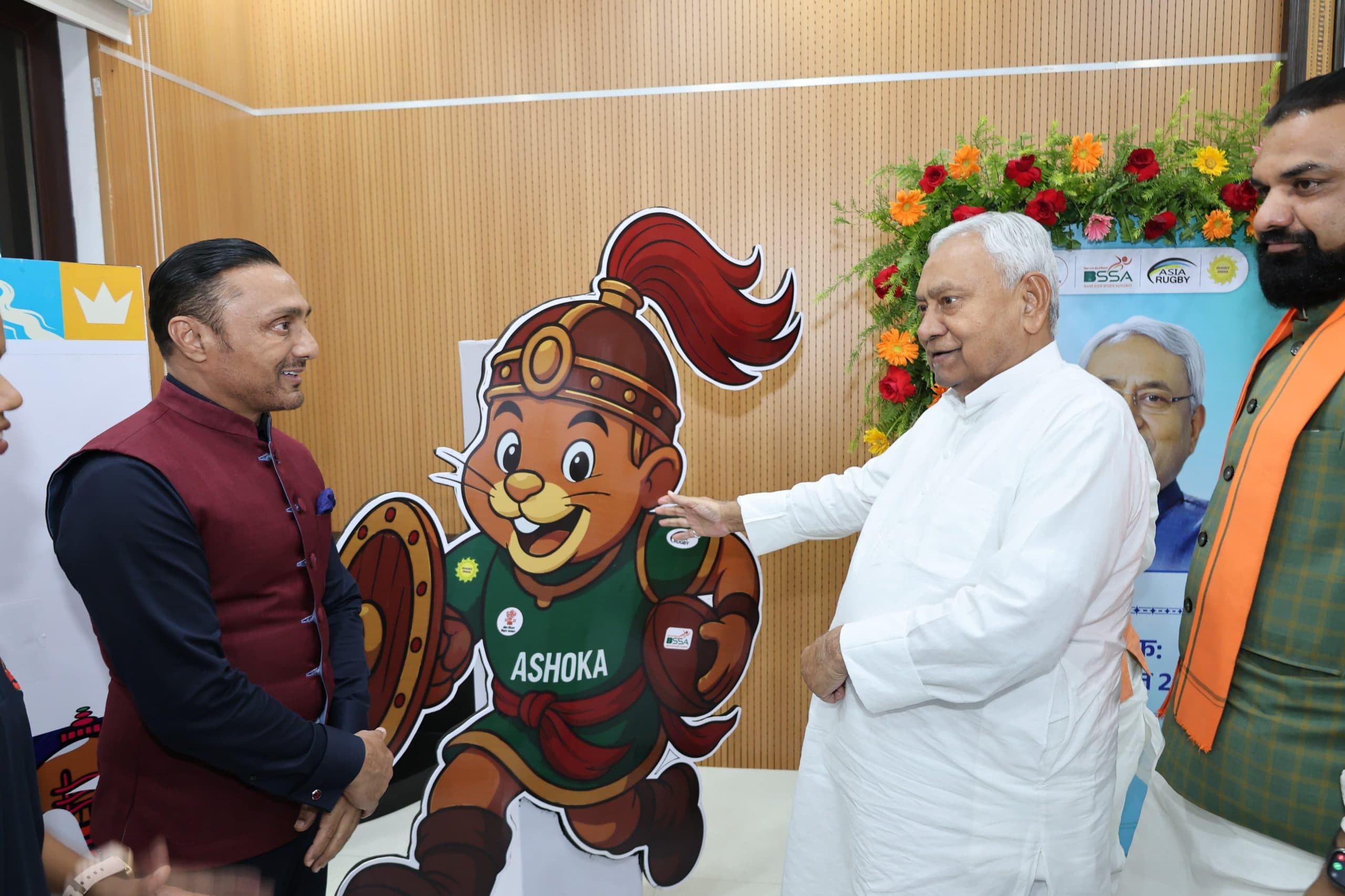 एशिया रग्बी चैंपियनशिप के प्रतीक और शुभंकर का सीएम नीतीश ने किया अनावरण