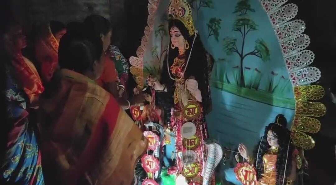 श्रद्धालुओं ने मां मनसा की प्रतिमा का किया विसर्जन