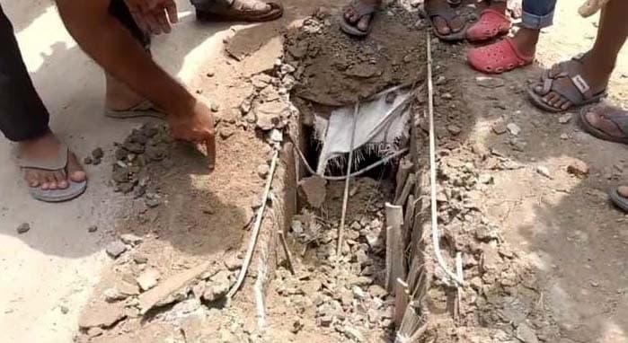 निर्माण के 10 दिन बाद ही भ्रष्टाचार की भेट चढ़ गया नाला