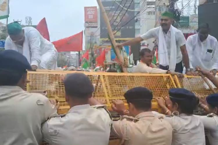 Bihar Farmers Protest: पटना में किसानों का जोरदार प्रदर्शन, भारी पुलिस बल तैनात, बोले- सरकार जबरन जमीन ले रही