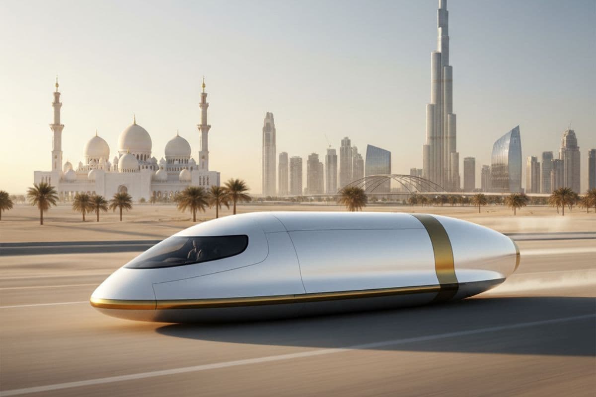 Abu Dhabi To Dubai 30 Minutes bullet train/ Ai Generated Image Abu Dhabi To Dubai 30 Minutes bullet train/ Ai Generated Image