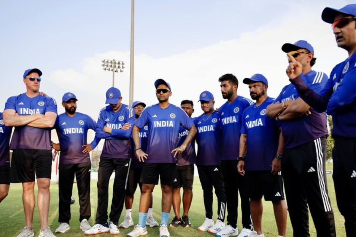 Indian Cricket Team in Practice season with Coach and Staff